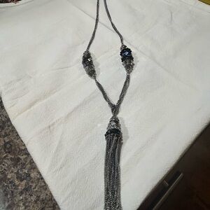 Source Unknown Silver and Black Chain Necklace
